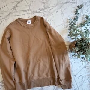Zara Tan Sweatshirt Cozy Cotton Blend